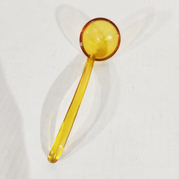 Amber Glass Condiment Jelly Sugar Dish Floral Lotus Bowl Tray Spoon Vtg *Crack - Picture 9 of 12